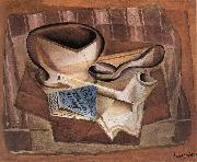 Juan Gris Bottle book and soup spoon oil painting